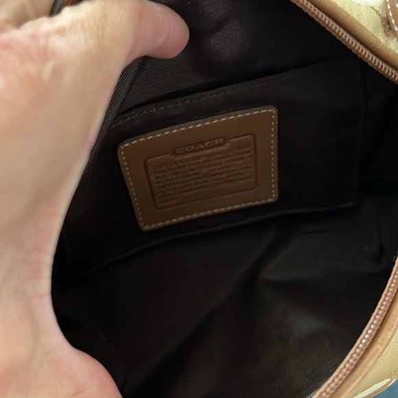 Coach Mini Signature Jacquard & Leather Baguette in Tan and Brown - Picture 7 of 9